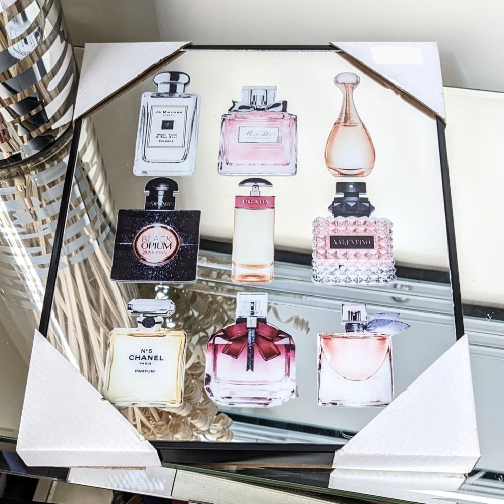 🔥RARE Luxe Chanel Dior Valentino Perfume Bottle Art Print Mirror